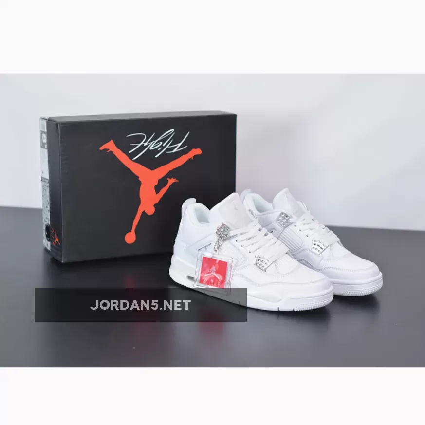 Air Jordan 4 Retro 'Pure Money' White/Metallic Silver-Pure Platinum / jordan pure money 4s