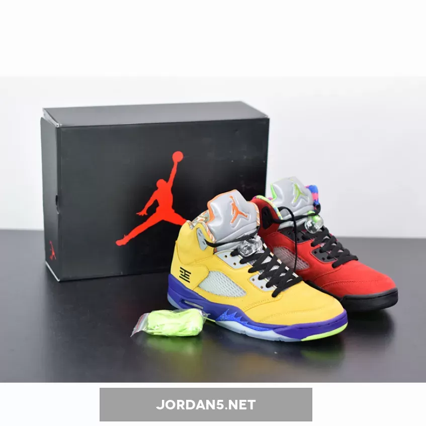 Air Jordan 5 Retro 'What The' Mens Varsity Maize/Court Purple-Gho CZ5725-700 AJ5 - jordan 5 red and yellow