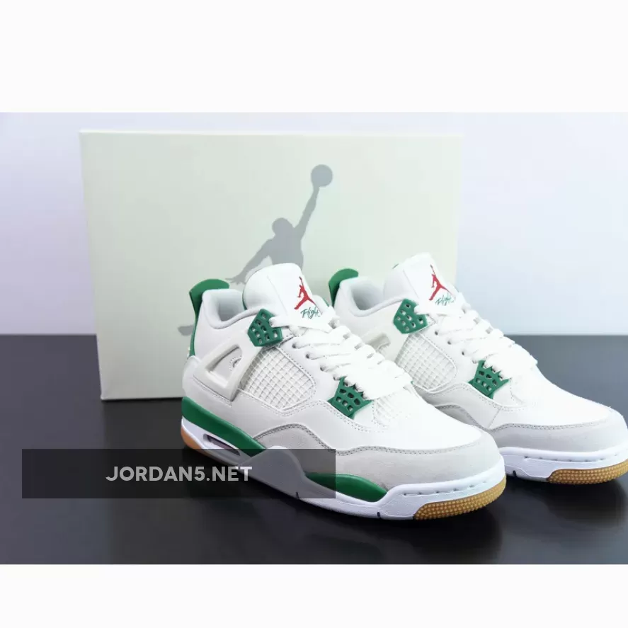 Nike SB x Air Jordan 4 Sail/Pine Green-Neutral Grey-White DR5415-103 / green jordan