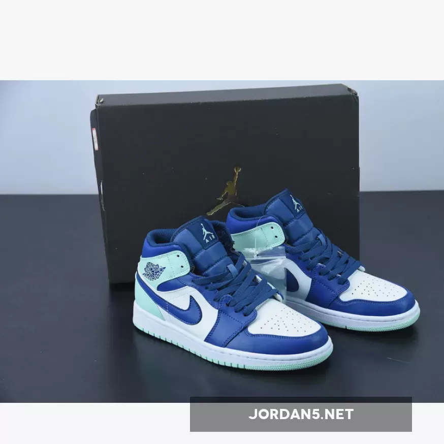 Kids Air Jordan 1 Mid Blue Mint 554724-413 / blue green jordans
