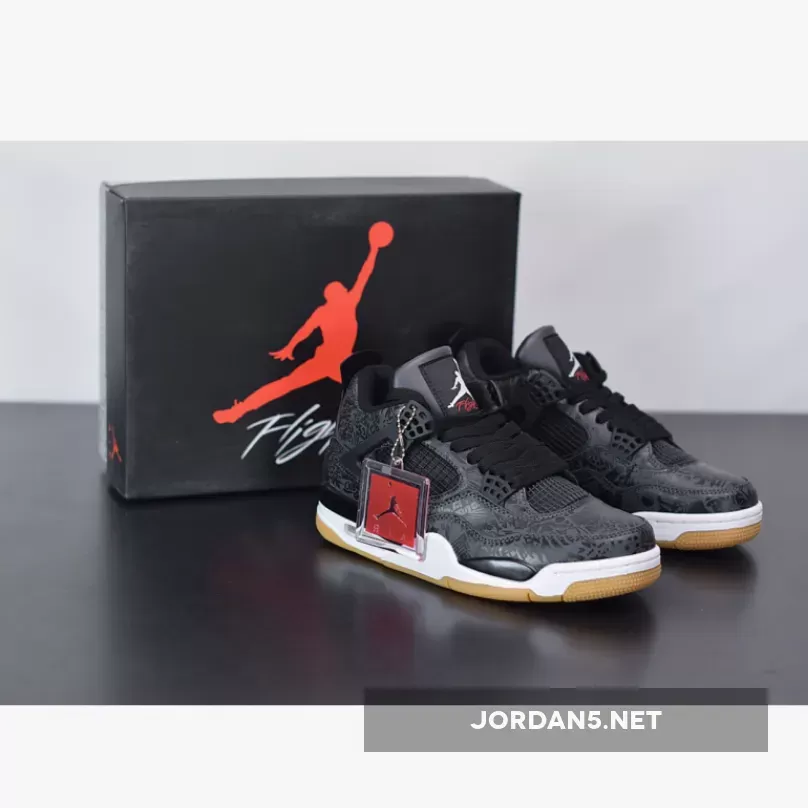 Air Jordan 4 Retro Se BLACK/WHITE-GUM LIGHT BROWN AJ4 retro 4 laser