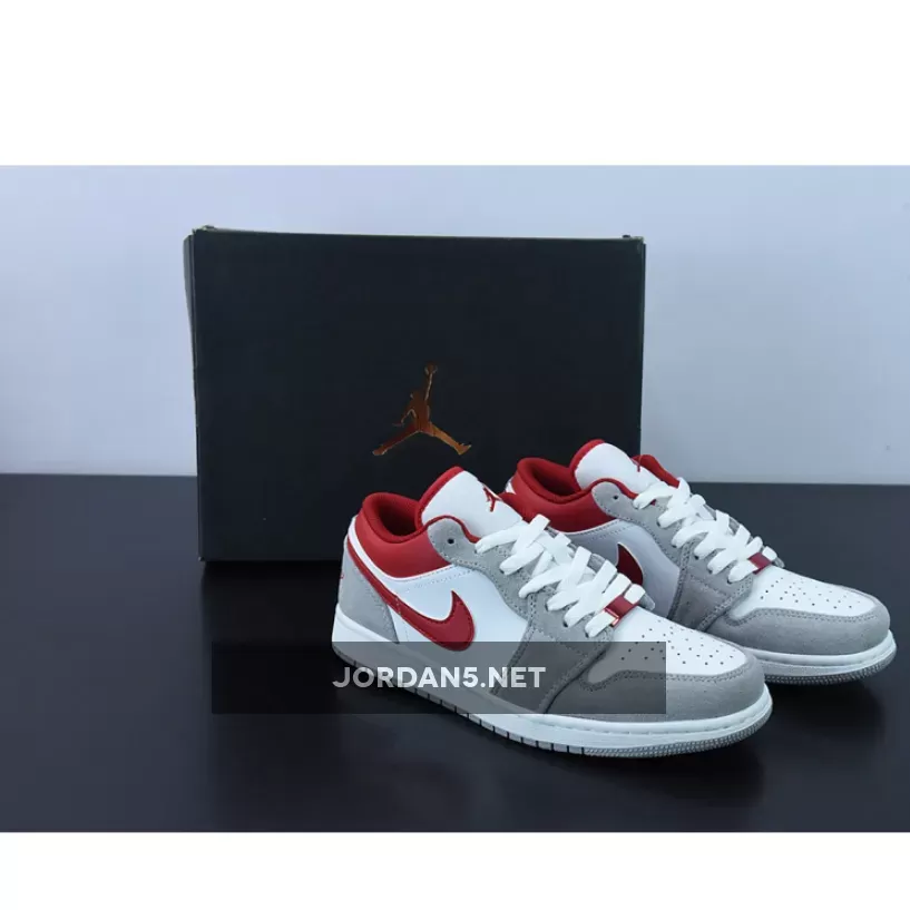 Air Jordan 1 Low Light Smoke Grey/White-Gym Red DC6991-016 white red and gray jordans