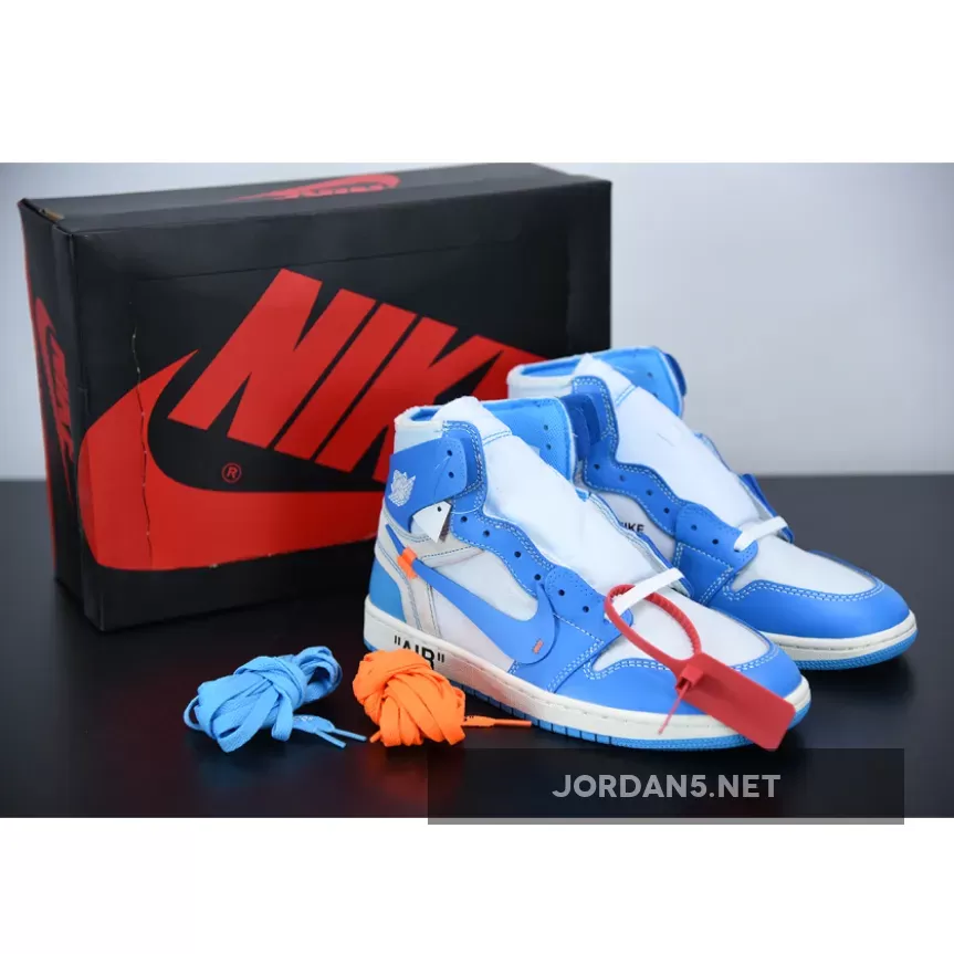 Air Jordan 1 Retro High Off White 'University Blue' AQ0818-148 air jordan 1 retro high off white unc
