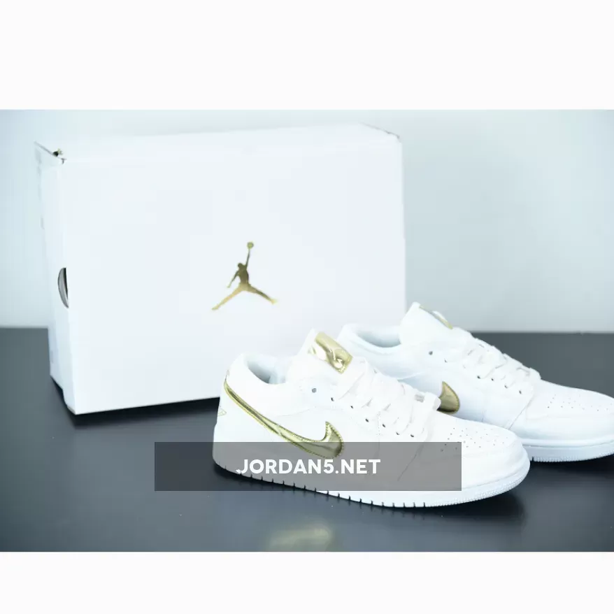 Air Jordan 1 Low White/Metallic Gold / air jordans gold and white
