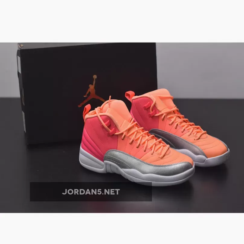 Air Jordan 12 GS Racer Pink/Hot Punch-Bright Mango-White jordan 12 sunrise