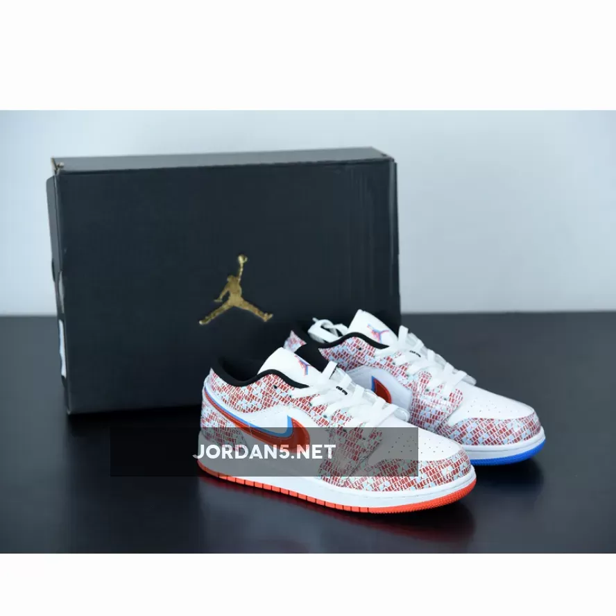 Air Jordan 1 Low 'Take Flight' White/Blue Hero-Bright Crimson-Black #jordan 1 low kids' grade school