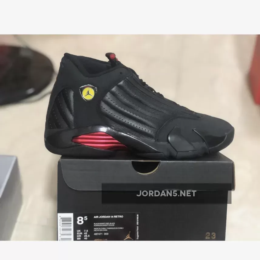Air Jordan 14 Retro 'Last Shot' AJ14 BLACK/VARSITY RED #last shot jordan 14