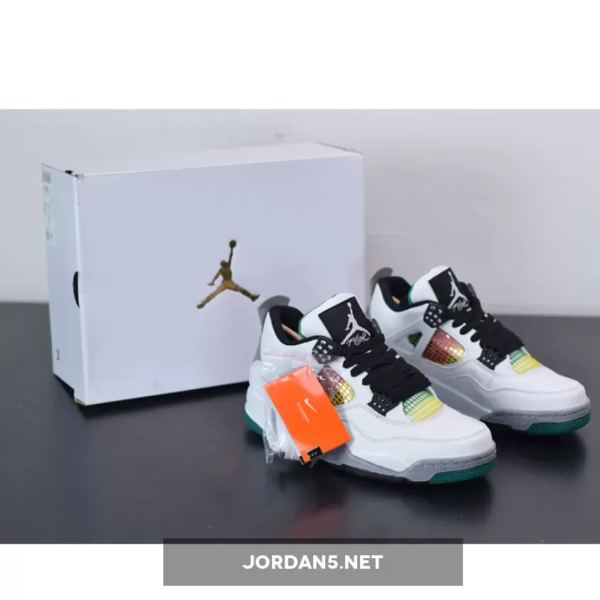 Air Jordan 4 'Rasta' White/University Red-Lucid Green-Black #green jordan 4 retro