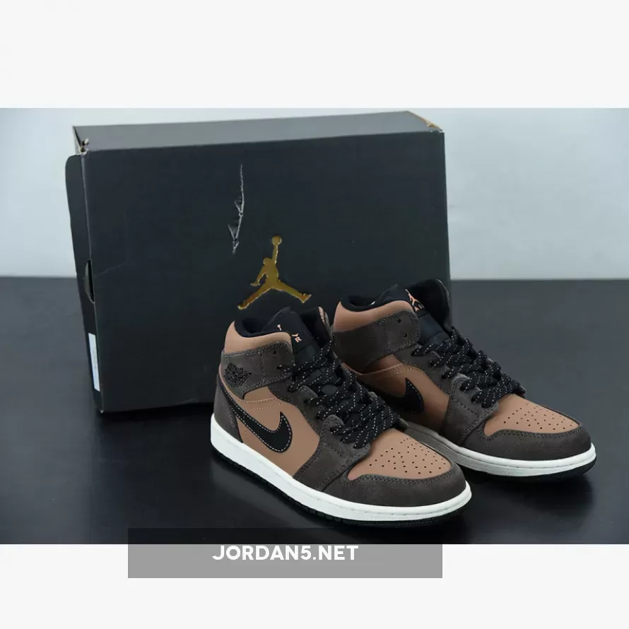 Dark Chocolate/archaeo Brown/black/crimson Bliss - Air Jordan 1 Mid Earthy Browns DC7294-200
