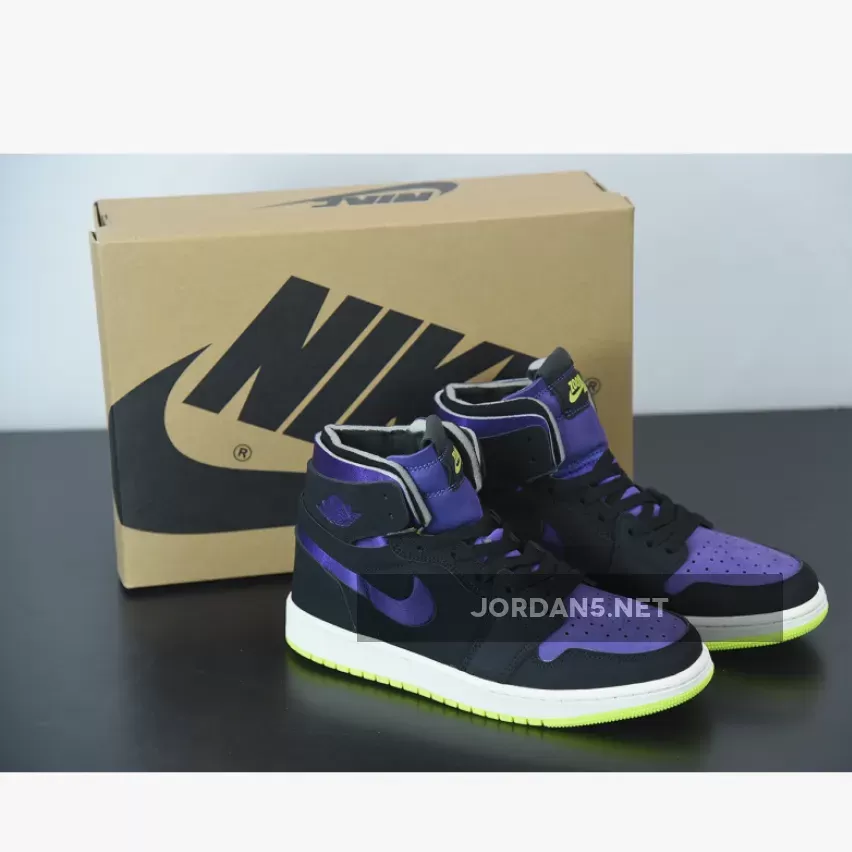 Air Jordan 1 Zoom Comfort Black/Court Purple-Lemon Venom-Sail jordan 1 dark purple