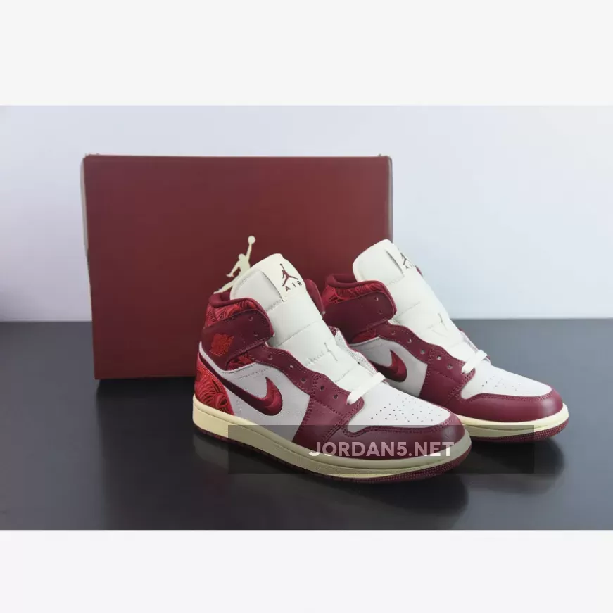 Air Jordan 1 Mid Tiki Leaf Red DZ2820-601 retro 1mid
