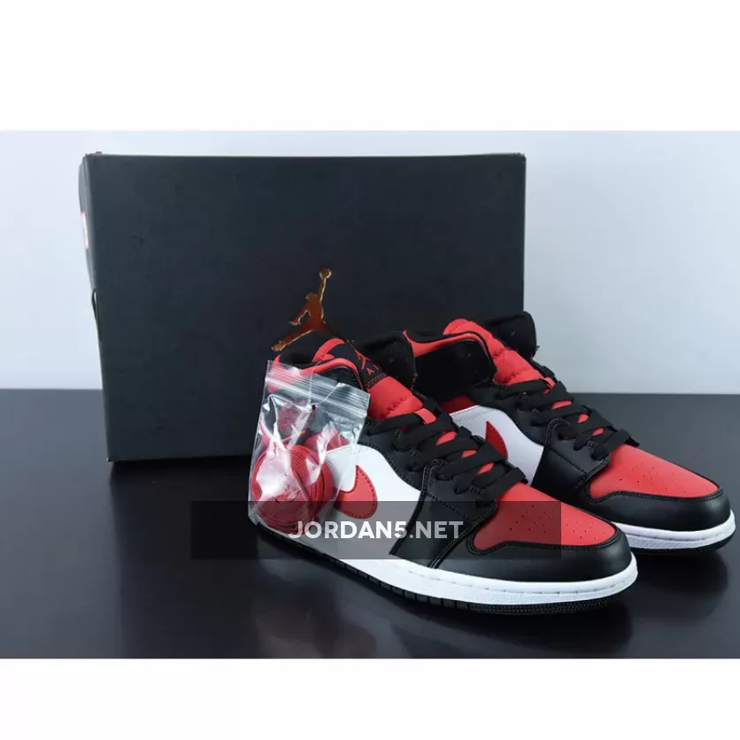 Air Jordan 1 Mid Bred Toe White For Womens 554724-079 #jordan one bred toe