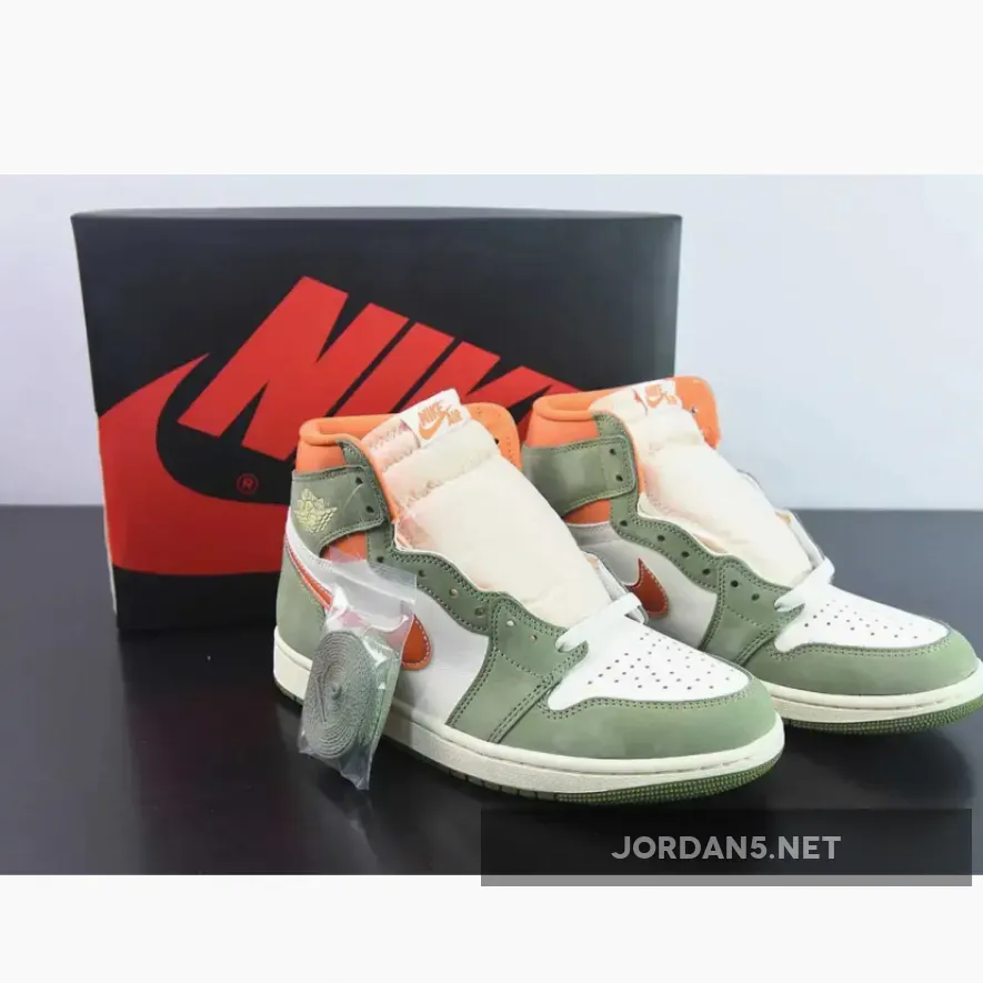 Air Jordan 1 High OG Celadon/Sky J Light Olive-Bright Mandarin