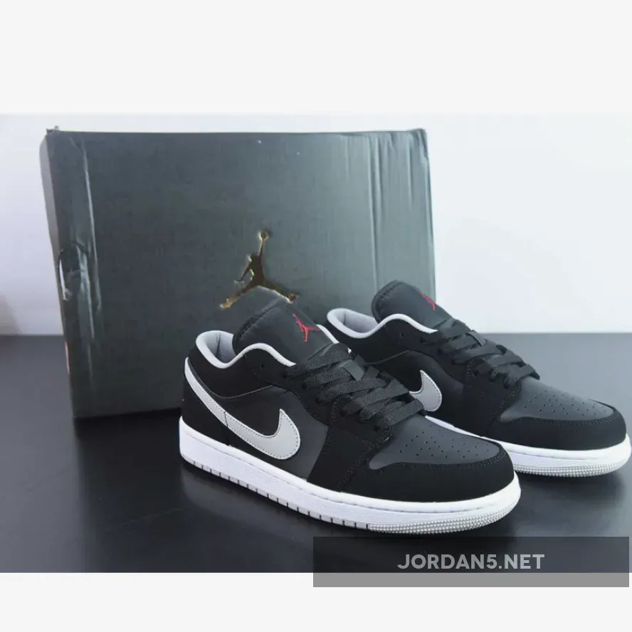 Air Jordan 1 Low Black/University Red-Cement Grey