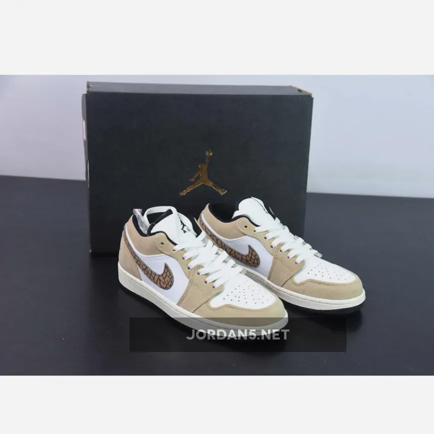 Air Jordan 1 Low "Brown Elephant" Hemp/Metallic Gold-White