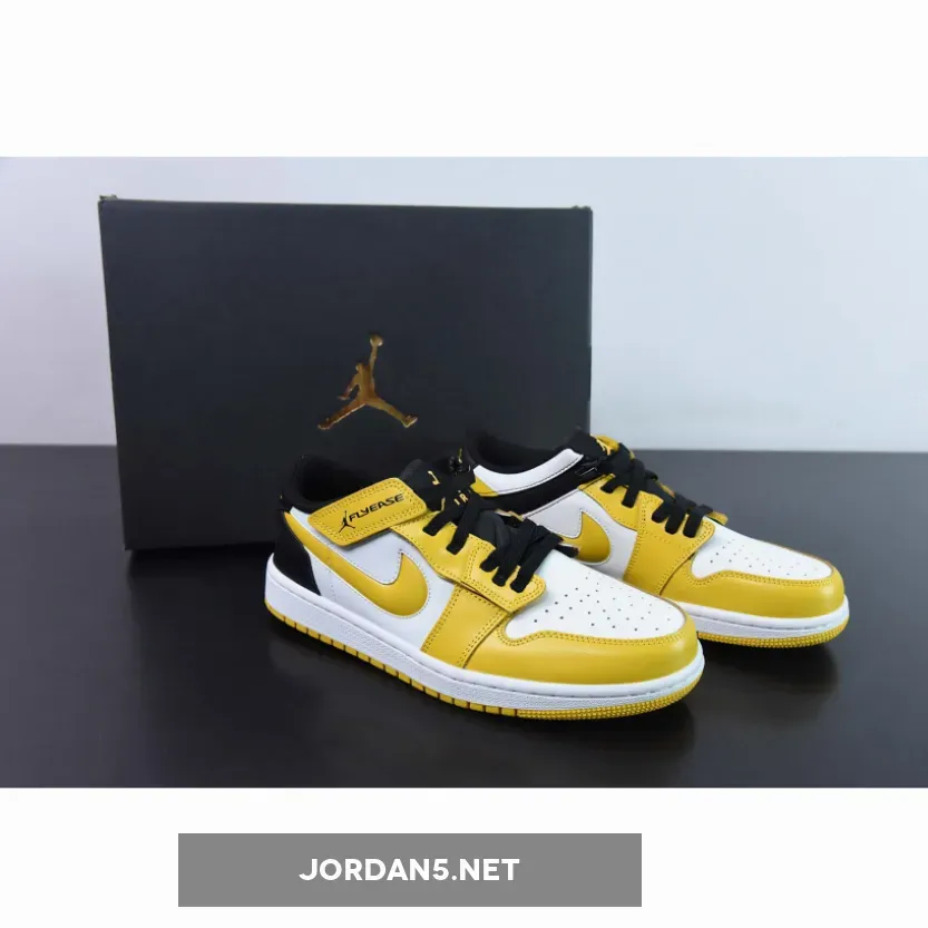 Air Jordan 1 Low FlyEase "Taxi" White/Black-University Gold