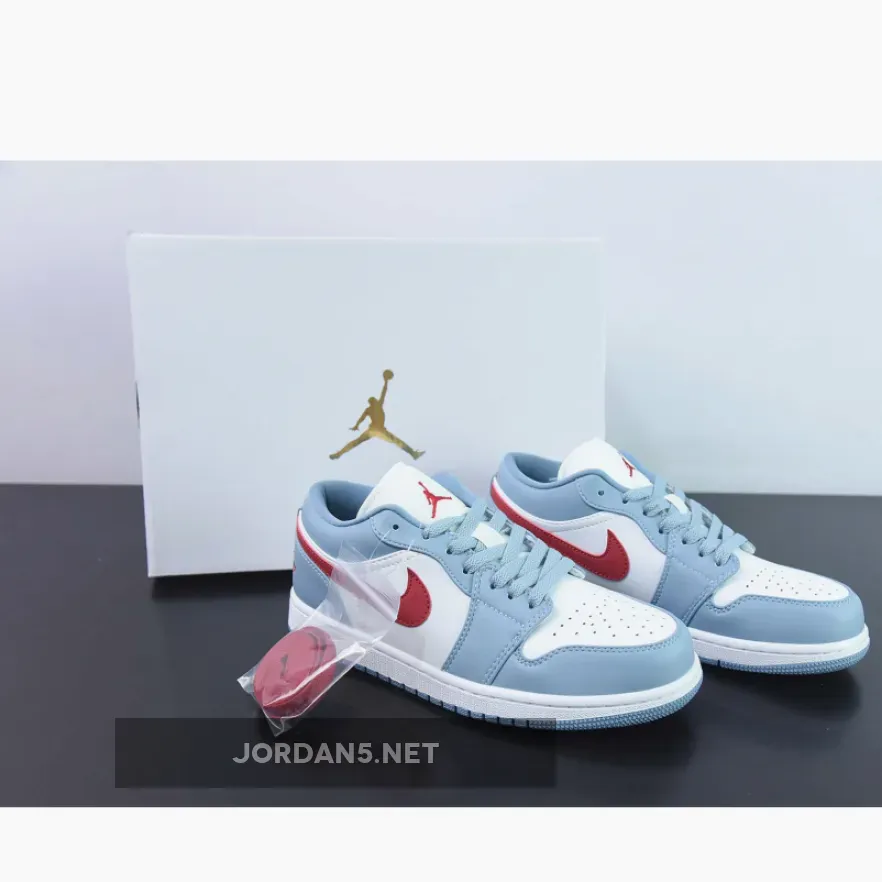 Air Jordan 1 Low White / Grey-Blue / Red