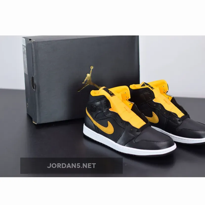 Air Jordan 1 Mid Black/University Gold-White