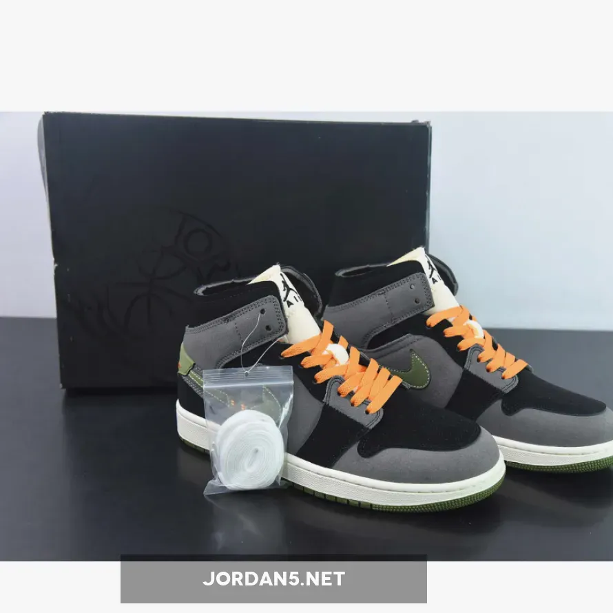 Air Jordan 1 Mid SE Craft "Halloween" Black Light Olive