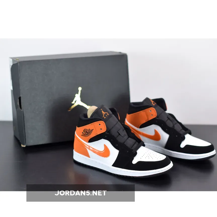 Air Jordan 1 Mid Shattered Backboard Black/Starfish-White AJ1