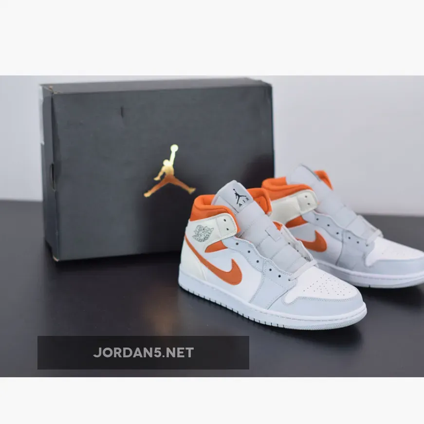 Air Jordan 1 Mid White/Starfish-Pure Platinum-Sail