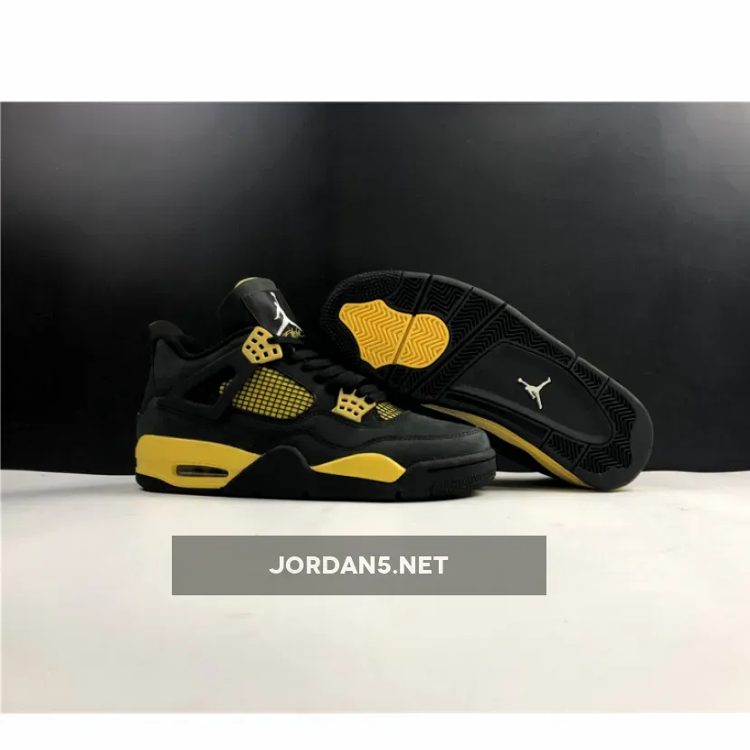 Air Jordan 4 (IV) Retro "Thunder" Black/White-Tour Yellow