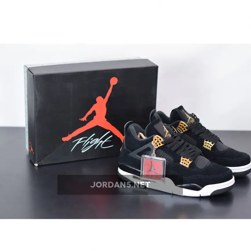 Air Jordan 4 "Royalty" Black/Metallic Gold-White