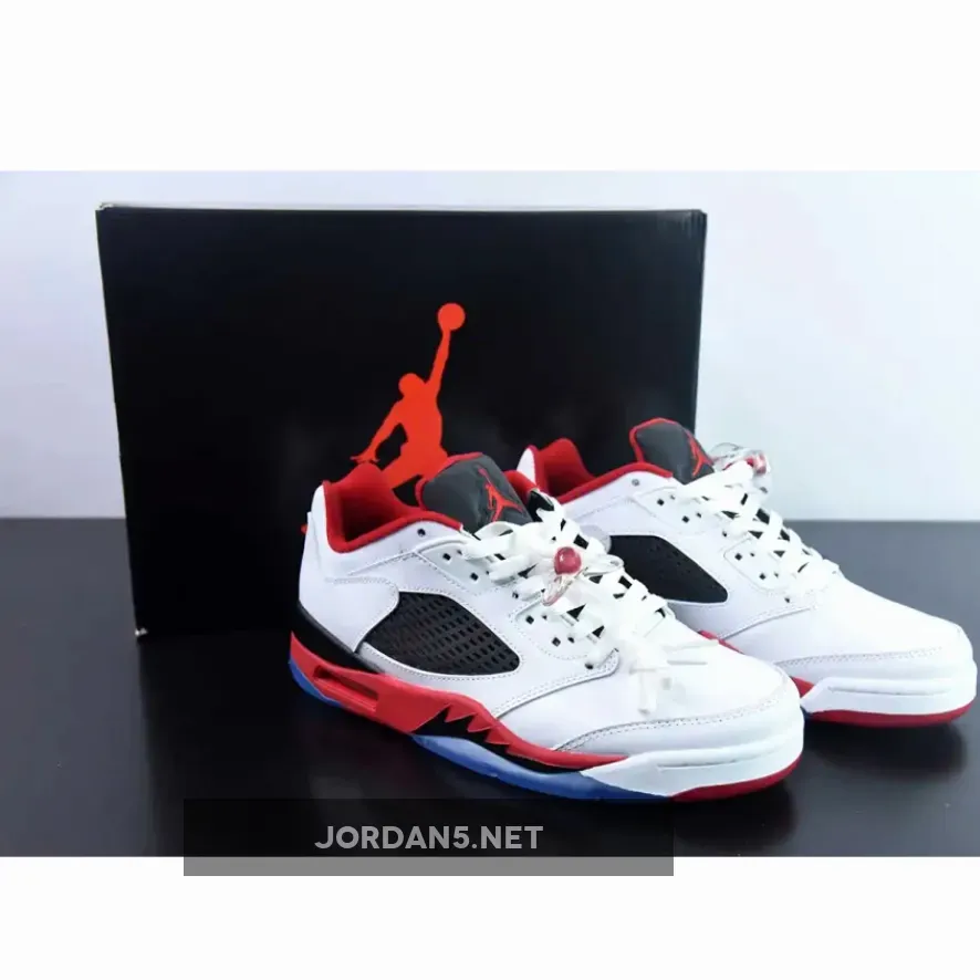 Air Jordan 5 Low White/Fire Red-Black