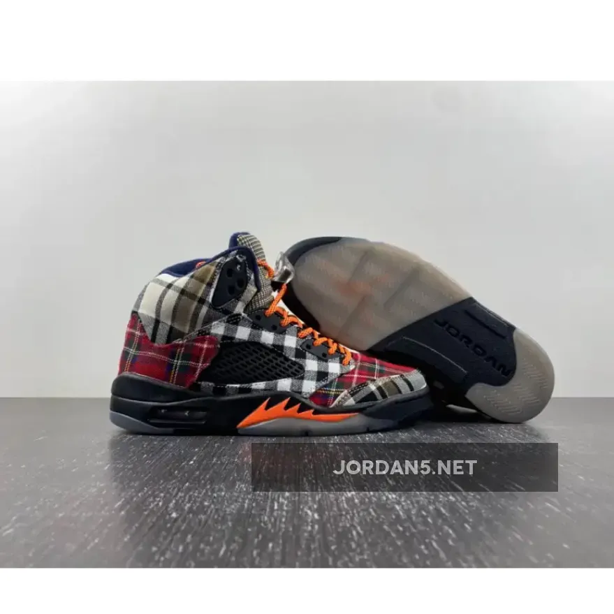 Air Jordan 5 Plaid Black/Total Orange New Sale