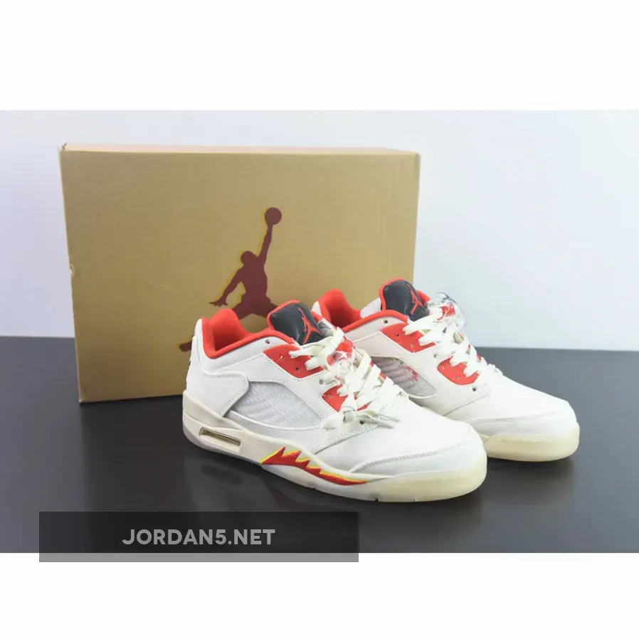 Air Jordan 5 Retro Low ‘CNY’ Sail/Chile Red-Opti Yellow-Pearl White