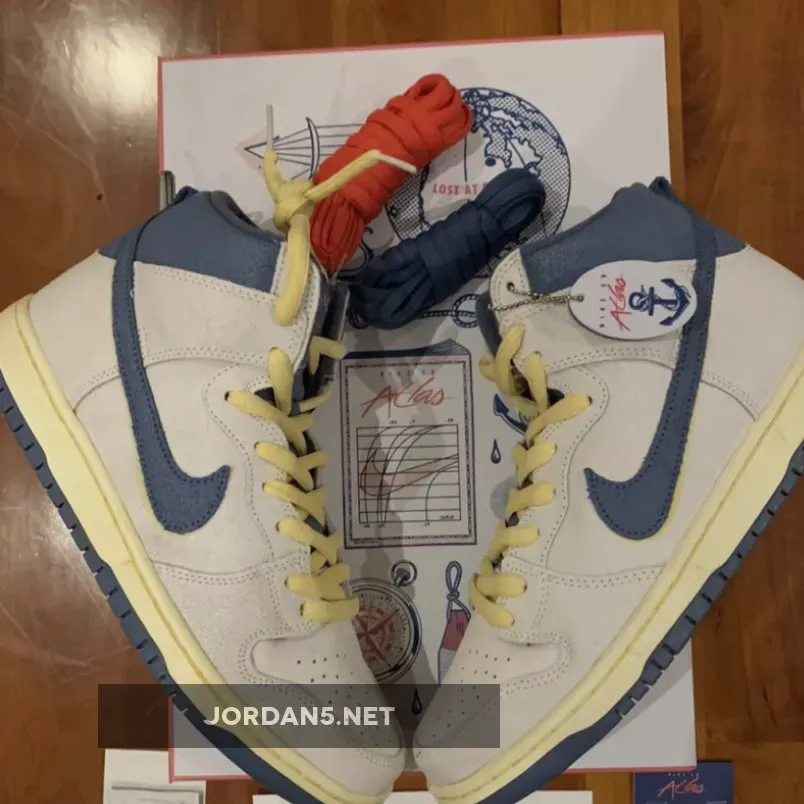 Atlas x Nike SB Dunk High "Lost at Sea" Sail Blue Yellow