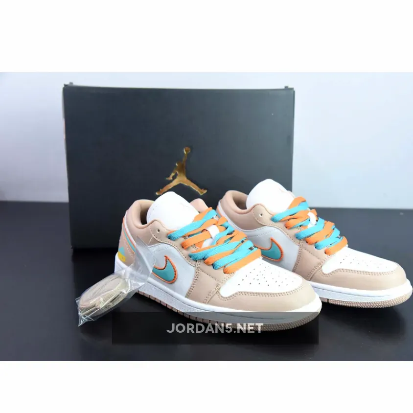 Custom Air Jordan 1 Low Sunset Haze/White/Bright Citrus