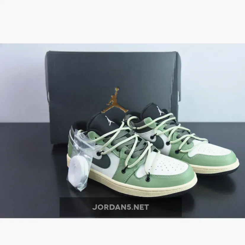 Custom Air Jordan 1 Low White Black Green