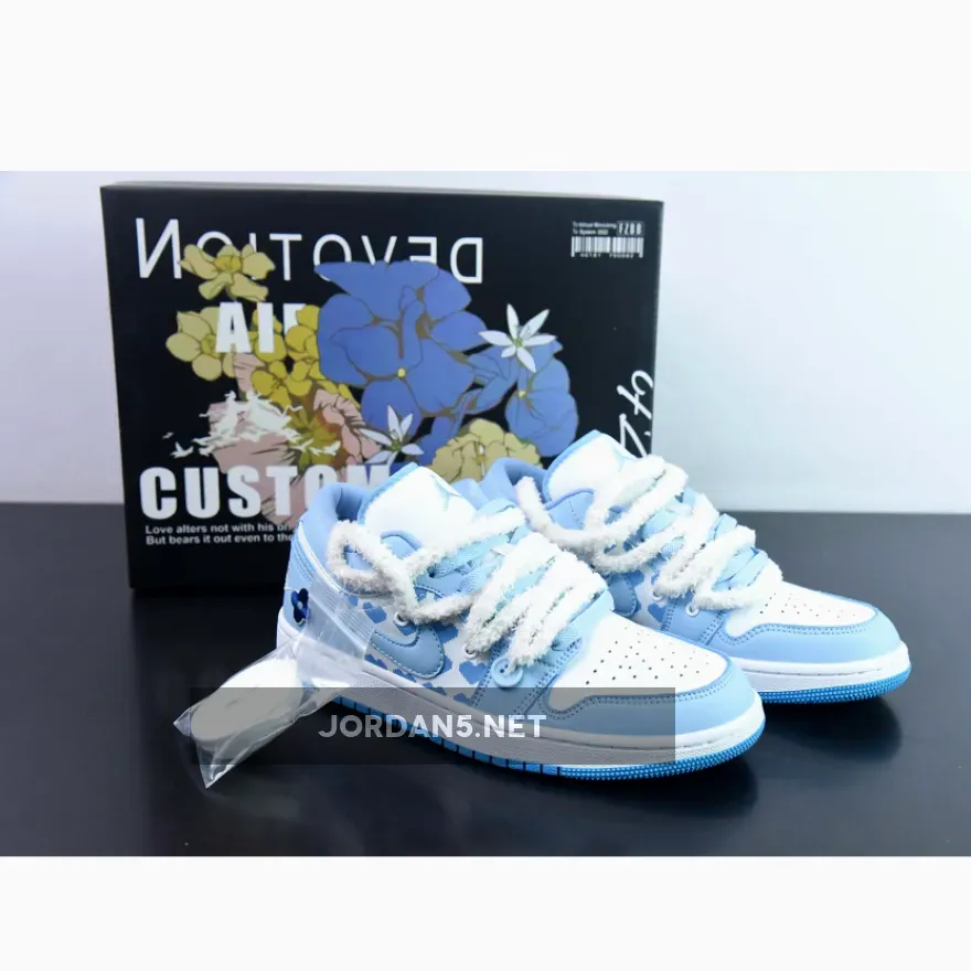 Custom Air Jordan 1 Low "White/Ice Blue