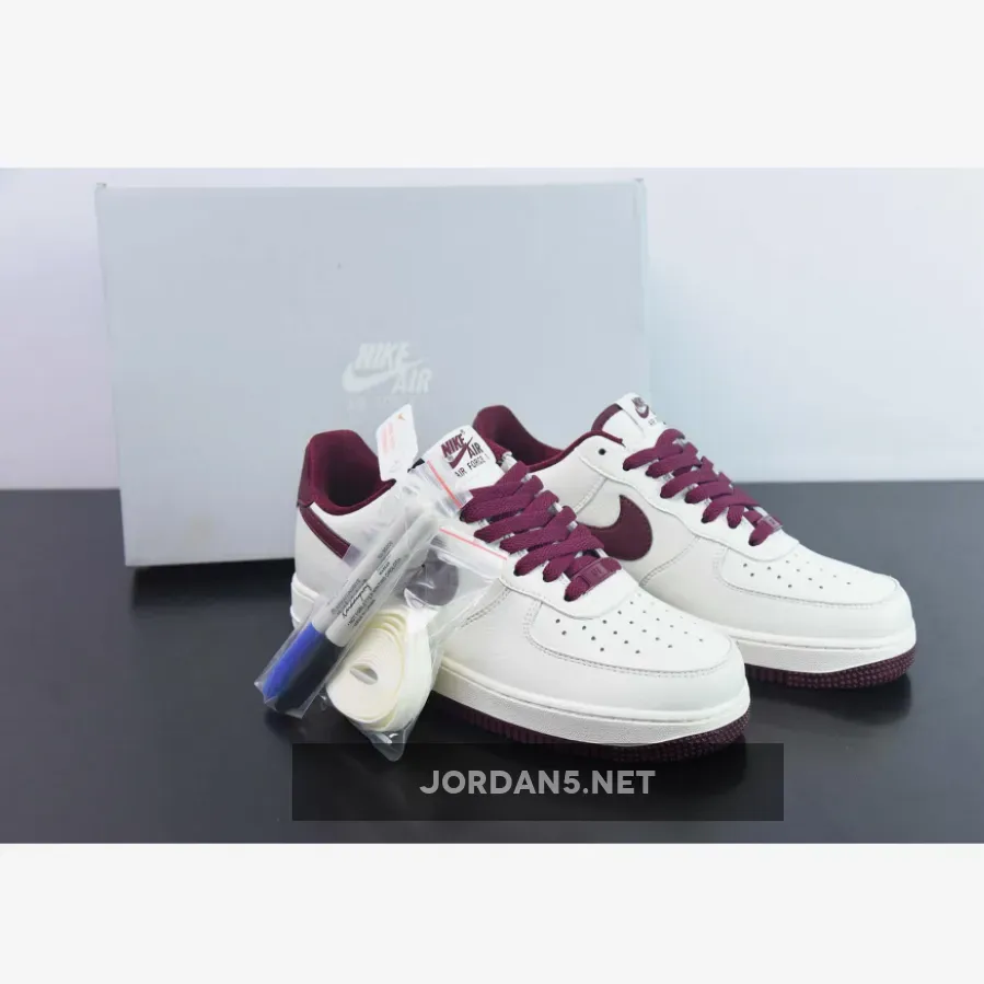 Custom Nike Air Force 1 Low White Wine Red