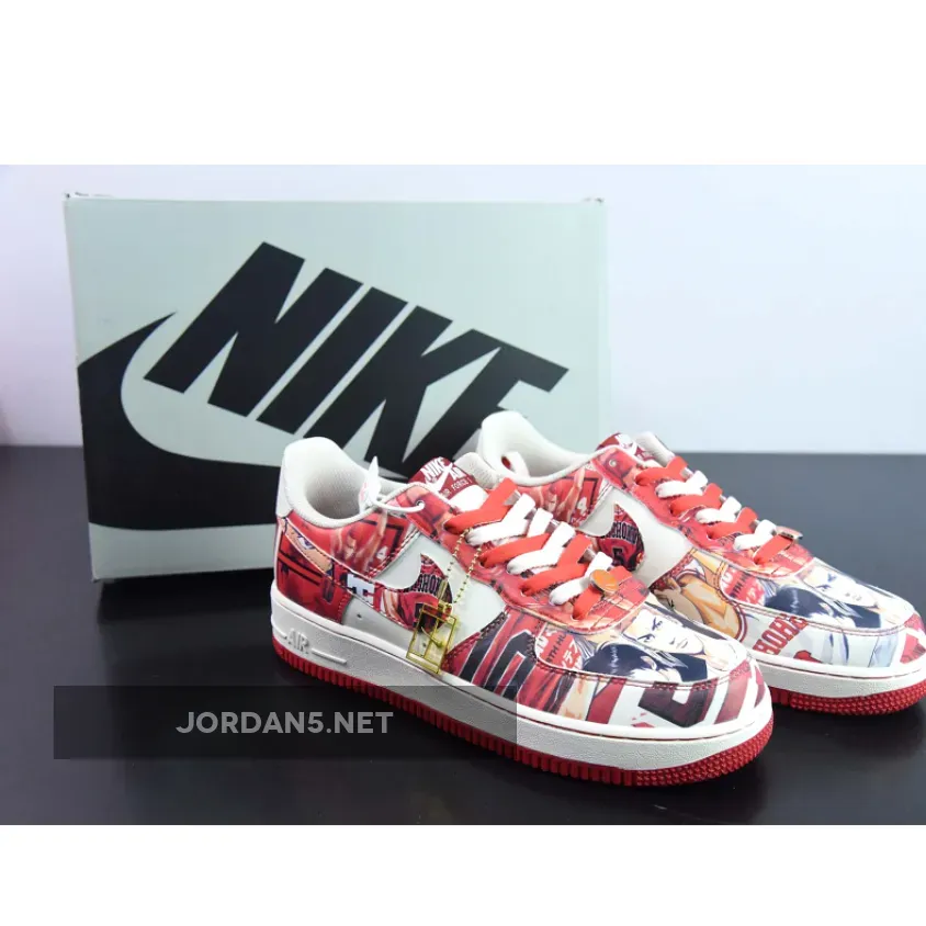 Custom Nike Air Force 1 Slum Dunk White Red