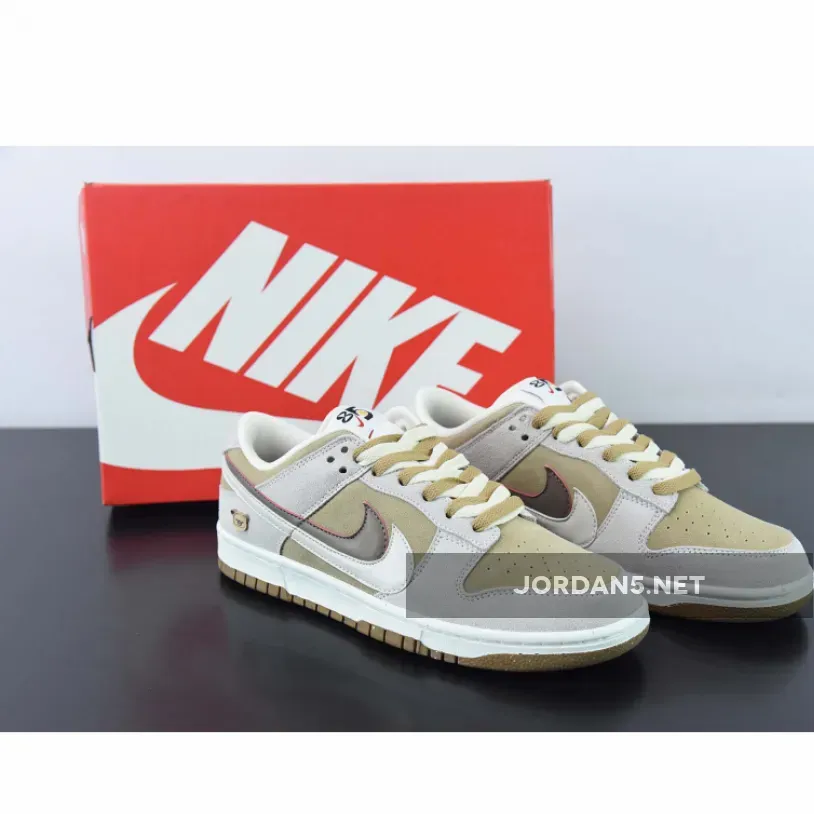 Custom Nike Dunk Low ’85 Double Swooshes’ Grey Brown