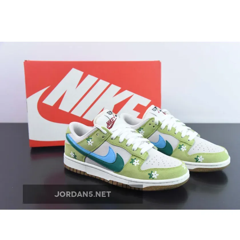 Custom Nike Dunk Low ’85 Double Swooshes’ Green Sail