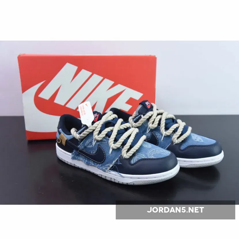 Custom Nike Dunk Low Denim Navy Blue