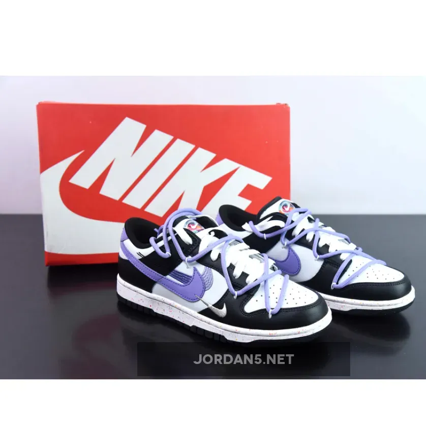 Custom Nike Dunk Low ‘Multiple Swooshes’ White/Black-Purple