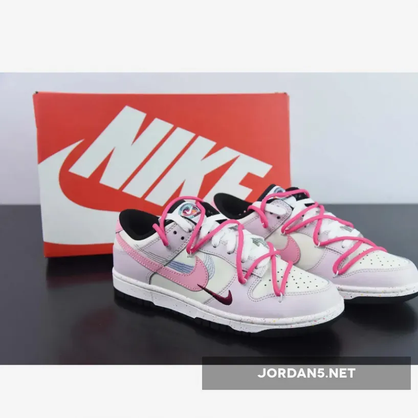 Custom Nike Dunk Low ‘Multiple Swooshes’ Pink Sail Black