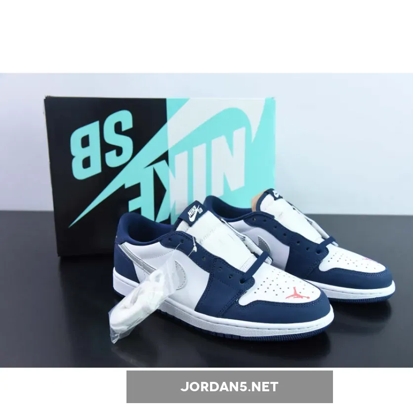 Eric Koston X Air Jordan 1 Low Sb Midnight Navy/White-Ember Glow-Metallic Silver AJ1