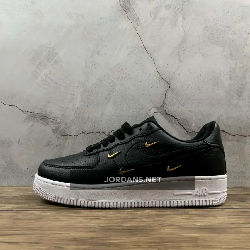 Nike Air Force 1 07 LX Black With Mini Gold Swoosh