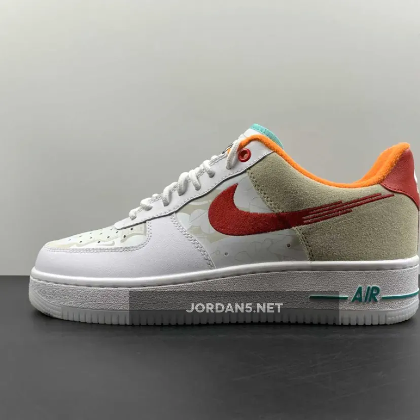 Nike Air Force 1 Low "Just Do It" White Red Orange Teal