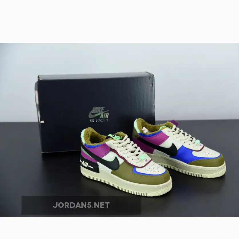 Nike Air Force 1 Shadow SE Khaki Purple Blue For Womens