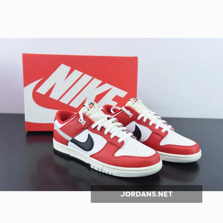 Nike Dunk Low "Chicago Split" University Red/Black-Light Silver-White