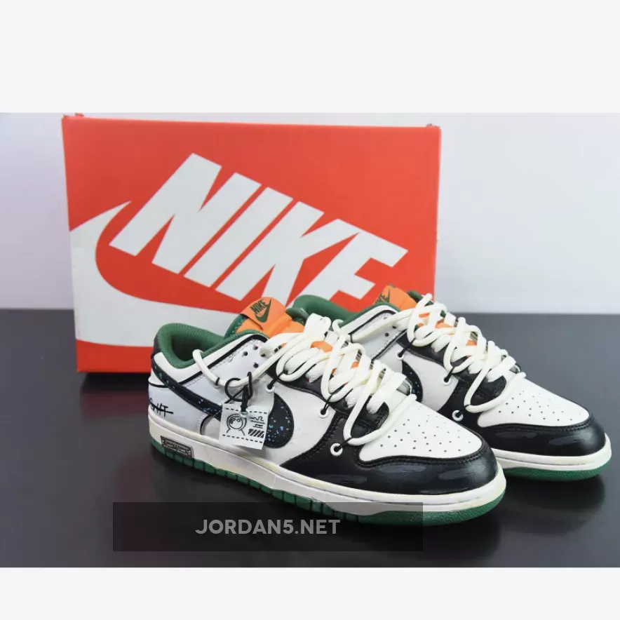Nike Dunk Low Custom ‘Hold Me Tight’ White Black Green Orange