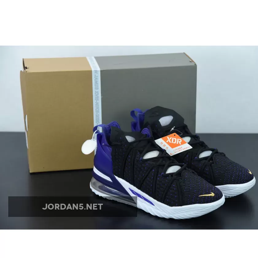 Nike LeBron 18 "Lakers" Black/Metallic Gold-Court Purple-White
