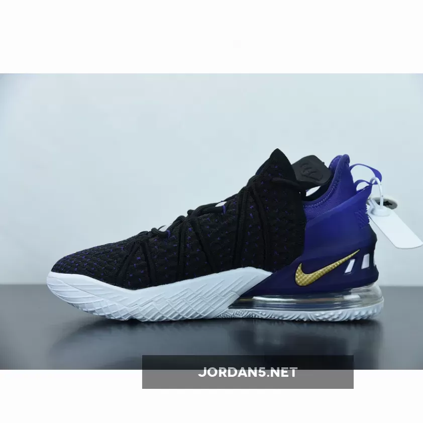Nike LeBron 18 "Lakers" Black/Metallic Gold-Court Purple-White Nike LeBron 18 "Lakers" Black/Metallic Gold-Court Purple-White