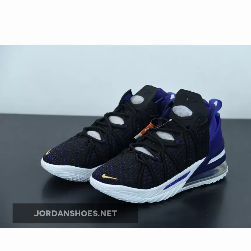 Nike LeBron 18 "Lakers" Black/Metallic Gold-Court Purple-White Nike LeBron 18 "Lakers" Black/Metallic Gold-Court Purple-White